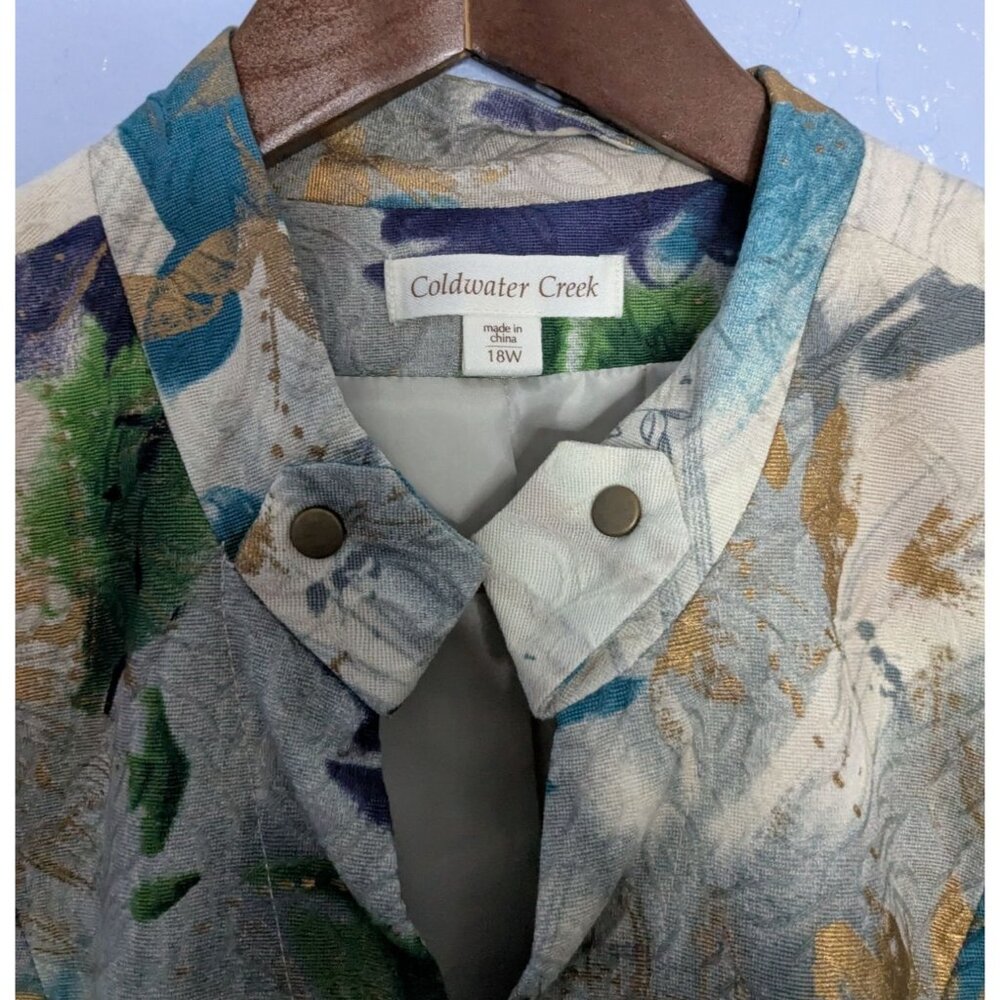 Coldwater Creek 18W Floral Print Blazer Jacket Floral Art to Wear - Picture 3 of 16